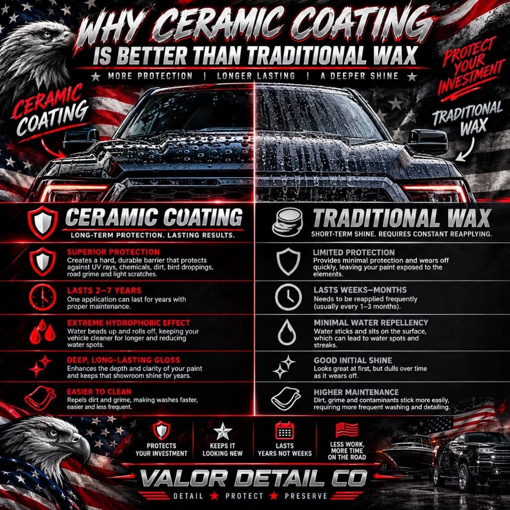 Why ceramic coating is better than traditional wax — comparison of protection, longevity, hydrophobicity, gloss, and maintenance